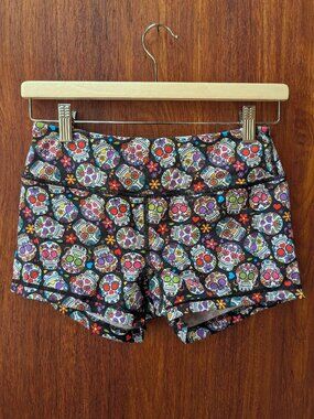 Savage Barbell Shorts Medium Skull Print Workout Athletic Booty Shorts